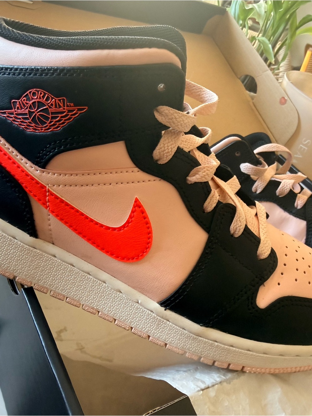 Jordan White, Black & Bright Pink Low-Top Sneaker